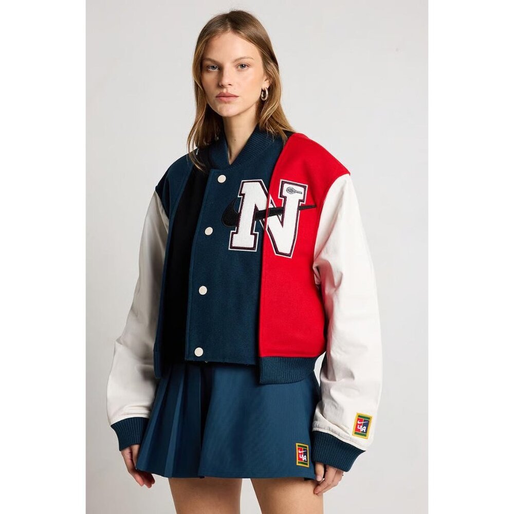 Women's Nike Yoon Varsity Leather Jacket Oversized Size 3XL New with Tag